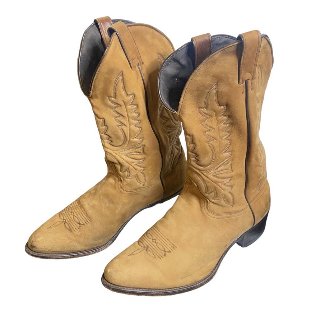 Men's Brown 13 Abilene Western Cowboy Rodeo Distressed Tanned Leather Boots - Picture 8 of 16